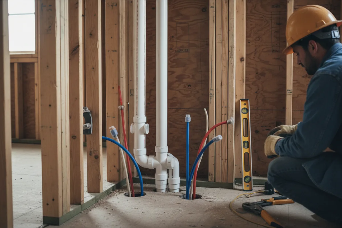 Drain and supply rough-in during Sump Pump Repair in Fernandina Beach