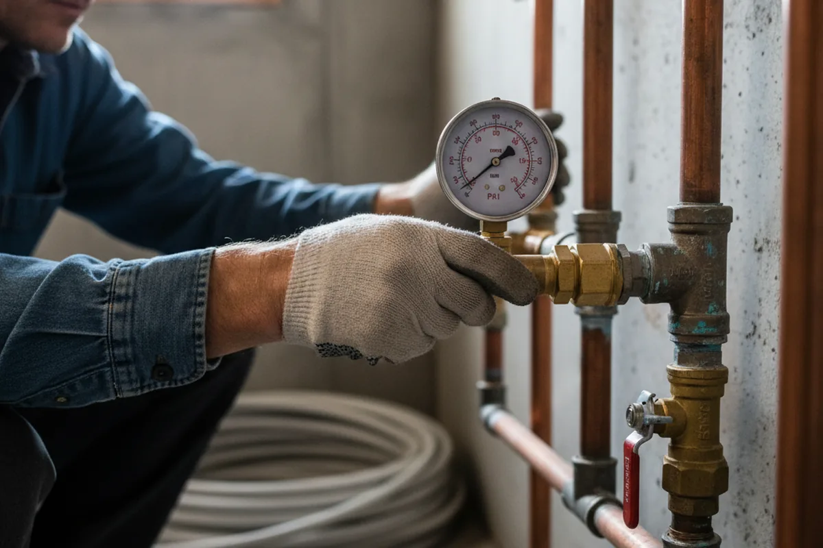 Pressure testing a repaired line during Water Line Repair in Fernandina Beach